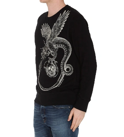 Shop Alexander Mcqueen Dragon Printed Sweatshirt In Black