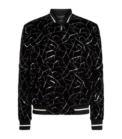 Shop Saint Laurent Velvet Bomber Jacket