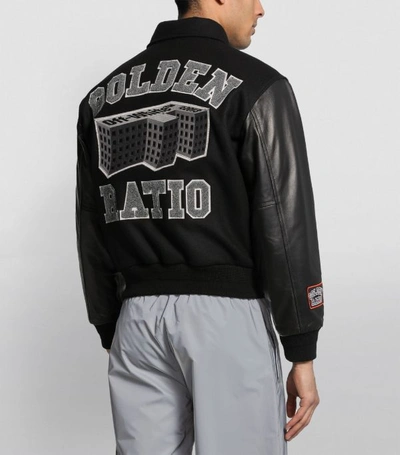 Shop Off-white Patch-embroidered Varsity Bomber Jacket