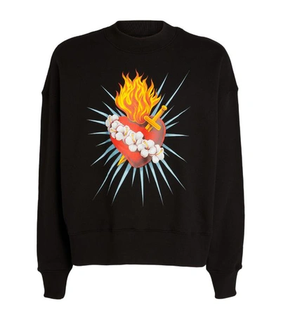 Shop Palm Angels Sacred Heart Logo Sweatshirt