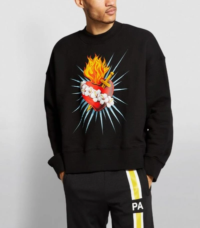 Shop Palm Angels Sacred Heart Logo Sweatshirt