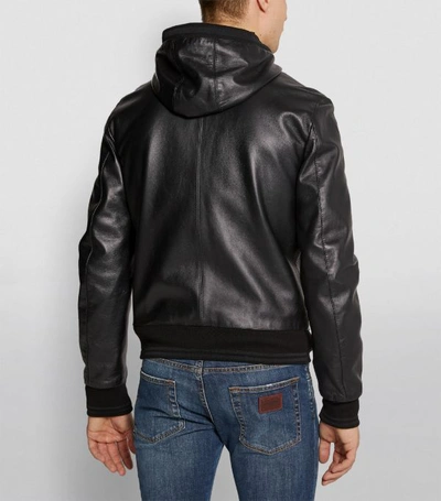 Shop Dolce & Gabbana Leather Logo Plaque Jacket In Multi