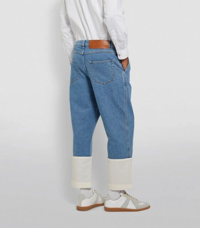 Shop Loewe Stonewashed Turn-up Hem Jeans