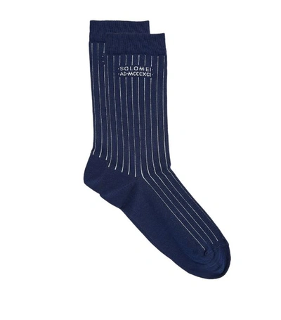 Shop Brunello Cucinelli Logo Stripe Socks