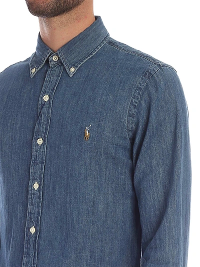 Shop Ralph Lauren Polo  Blue Denim Button-down Shirt