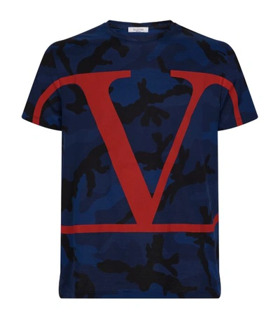 Shop Valentino Camouflage Print Logo T-shirt