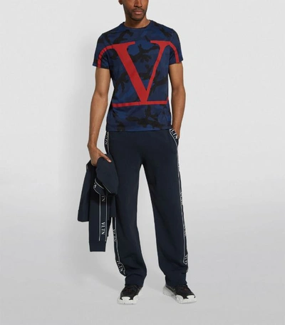 Shop Valentino Camouflage Print Logo T-shirt