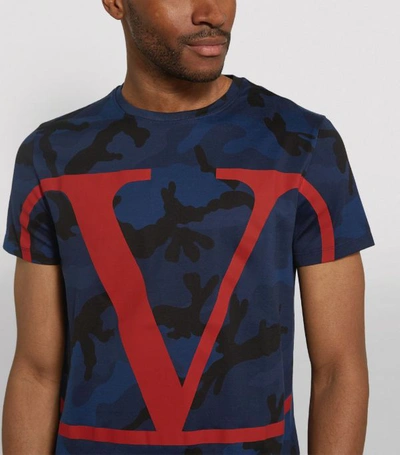 Shop Valentino Camouflage Print Logo T-shirt