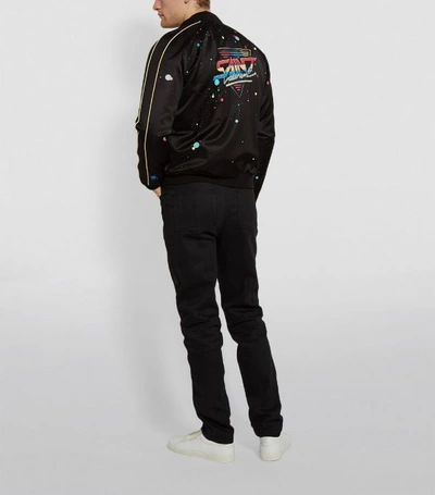 Shop Saint Laurent Paint Splatter Bomber Jacket