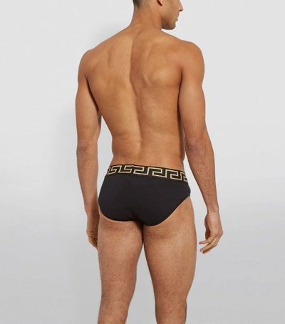 Shop Versace Greca Trim Briefs