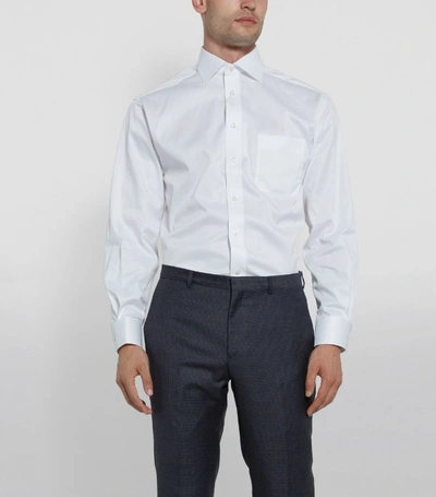 Shop Eton Twill-cotton Shirt In White