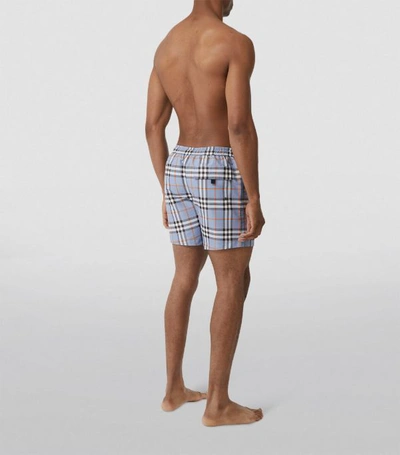 Shop Burberry Check Swim Shorts