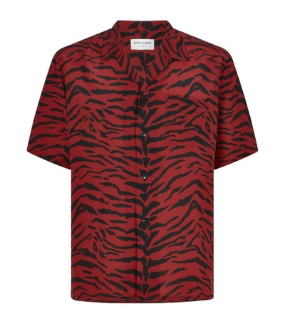 Shop Saint Laurent Silk Short-sleeved Shirt