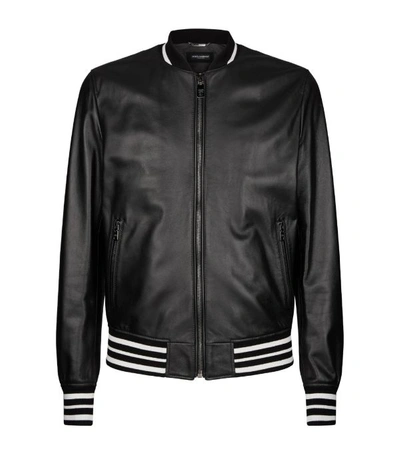 Shop Dolce & Gabbana Leather Bomber Jacket