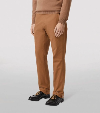 Shop Burberry Icon Stripe Cotton Chinos