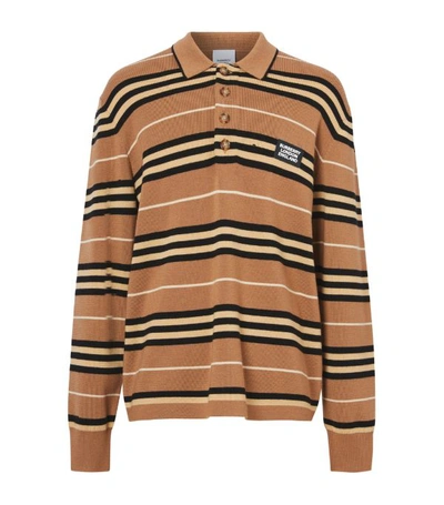 Shop Burberry Long Sleeve Wool Polo Shirt
