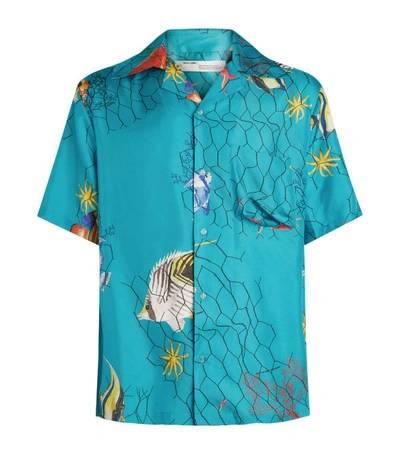 Shop Off-white Fish Print Satin Shirt