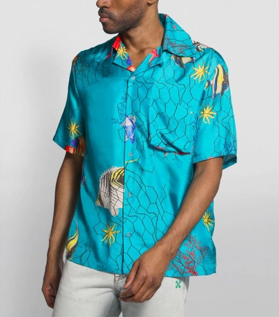 Shop Off-white Fish Print Satin Shirt