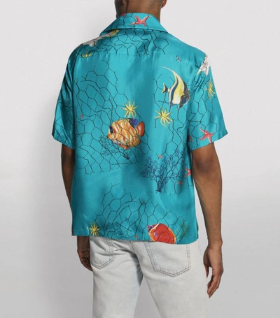 Shop Off-white Fish Print Satin Shirt