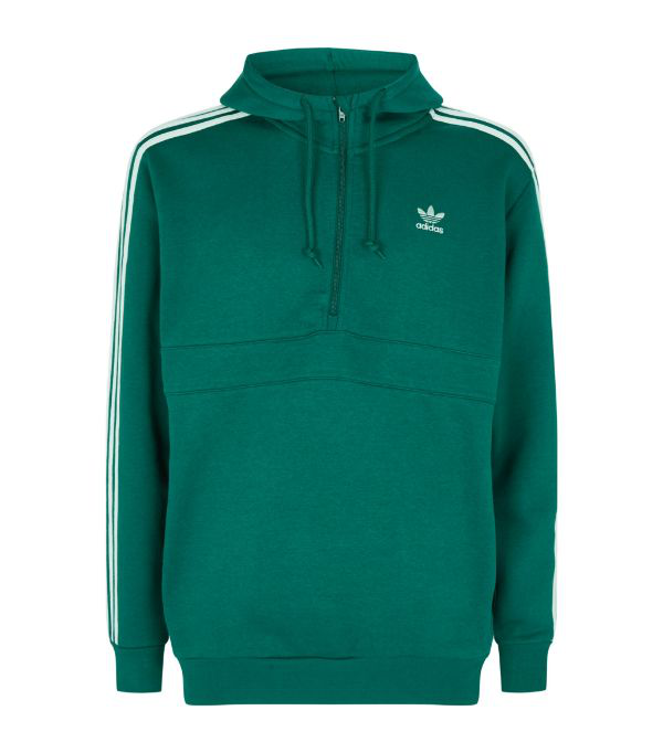 adidas originals hoodie with shoulder 3 stripes green