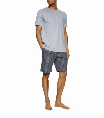 Shop Hanro Cotton Check Pyjama Shorts In Navy