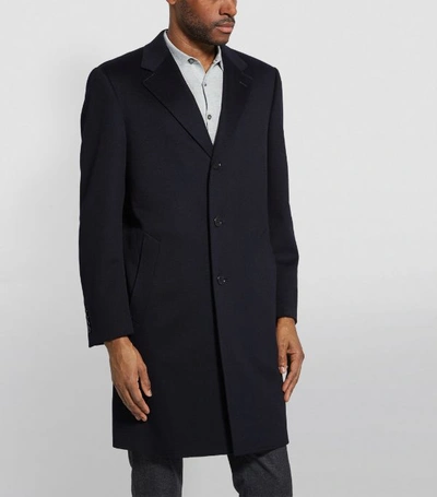 Shop Canali Wool-cashmere Coat In Navy