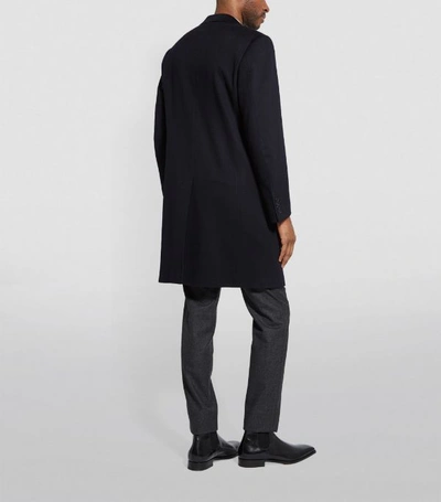 Shop Canali Wool-cashmere Coat In Navy