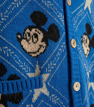 Gucci X Disney Mickey Jacquard Cardigan In Blue | ModeSens
