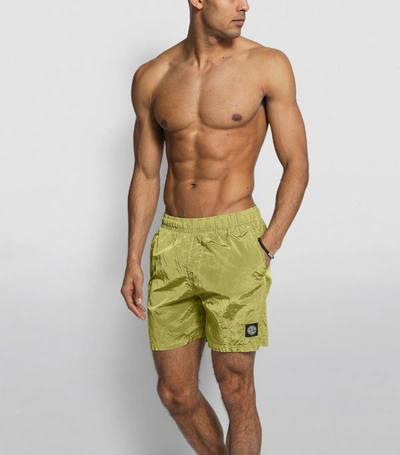 Shop Stone Island Metal-effect Swim Shorts