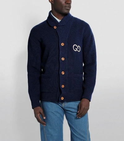 Shop Gucci Wool Logo Embroidered Cardigan