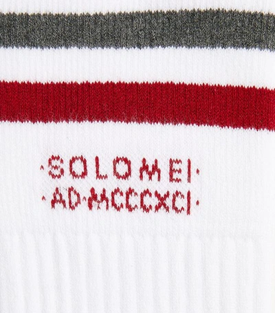 Shop Brunello Cucinelli Logo Stripe Ribbed Socks