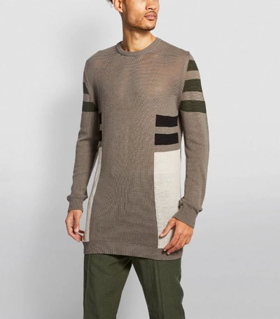 Shop Rick Owens Stripe-detail Knit Sweater
