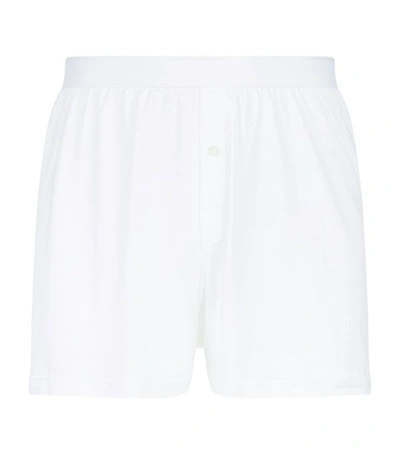Shop Sunspel Sea Island Cotton Boxer Shorts In White