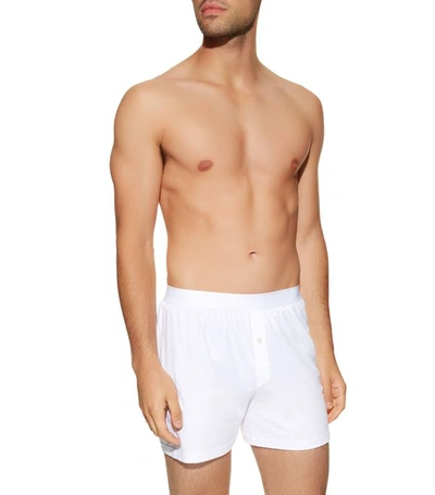 Shop Sunspel Sea Island Cotton Boxer Shorts In White