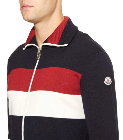 Shop Moncler Stripe Zip-up Cardigan