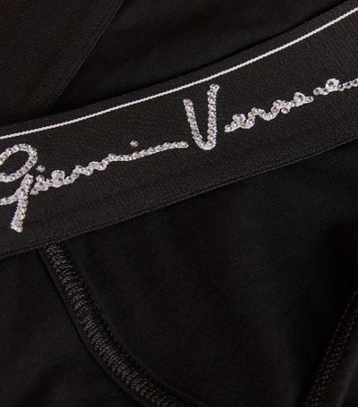 Shop Versace Crystal-embellished Low-rise Briefs