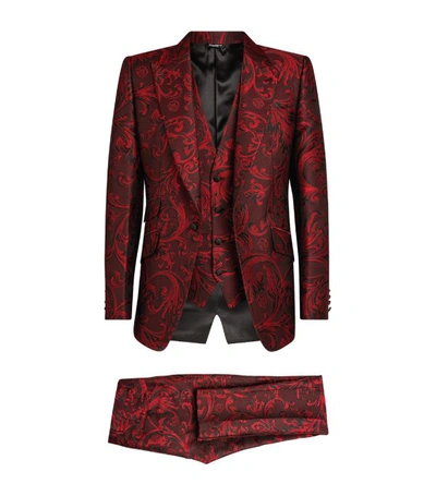 Shop Dolce & Gabbana Three-piece Jacquard Suit