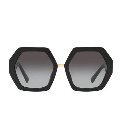 Shop Valentino Garavani Rockstud Heptagon Sunglasses In Black