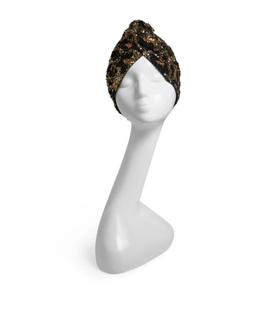 Shop Mary Jane Claverol Maryjane Claverol Sequin Embroidered Twist-front Turban