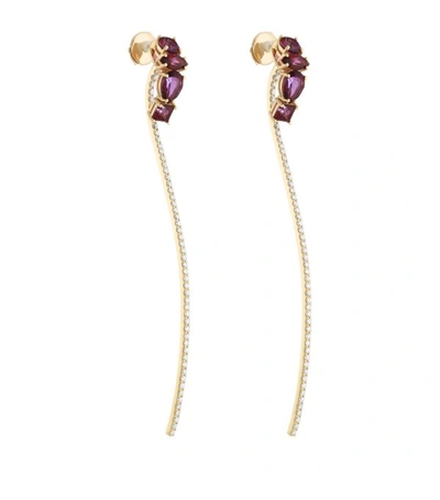 Shop Atelier Swarovski X Paige Novick Arc-en-ciel Yellow Gold, Diamond And Topaz Two-piece Drop Earrings