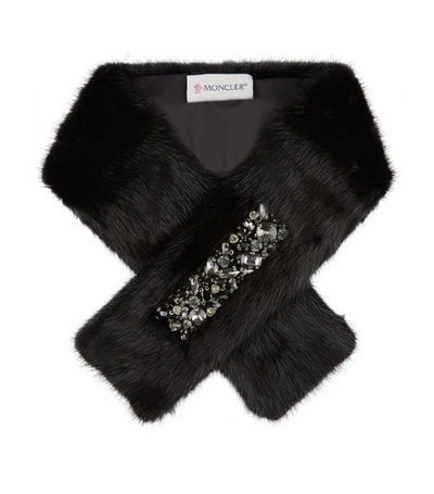 Shop Moncler Mink Embellished Scarf