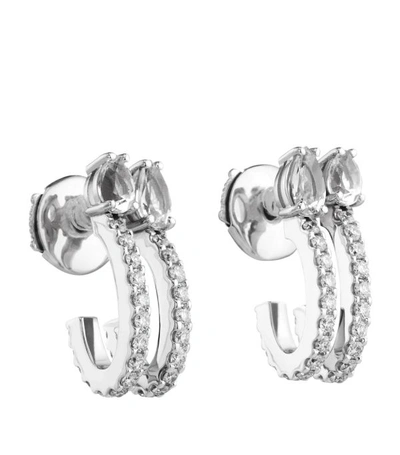 Shop Atelier Swarovski X Paige Novick Arc-en-ciel White Gold, Diamond And Topaz Double Hoop Earrings