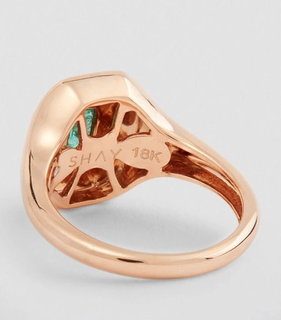 Shop Shay Rose Gold And Emerald New Modern Pinky Ring