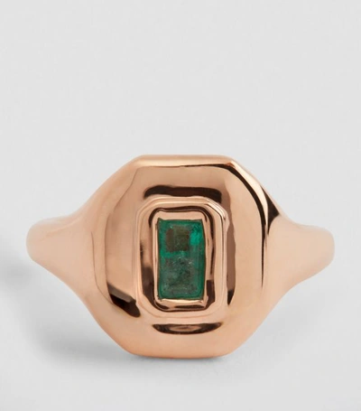 Shop Shay Rose Gold And Emerald New Modern Pinky Ring