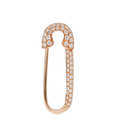 Shop Anita Ko Rose Gold And Diamond Safety Pin Single Earring