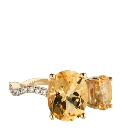 Shop Atelier Swarovski X Paige Novick Yellow Gold, Lab-grown Diamond And Topaz Arc En Ciel Ring