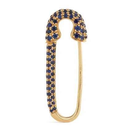 Shop Anita Ko Yellow Gold And Blue Sapphire Safety Pin Single Earring