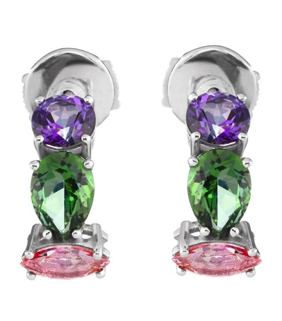 Shop Atelier Swarovski X Paige Novick Arc-en-ciel White Gold And Multicoloured Topaz Stud Earrings