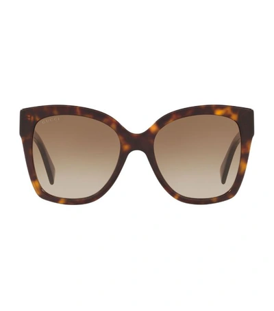 Shop Gucci Rectangular Tortoiseshell Sunglasses