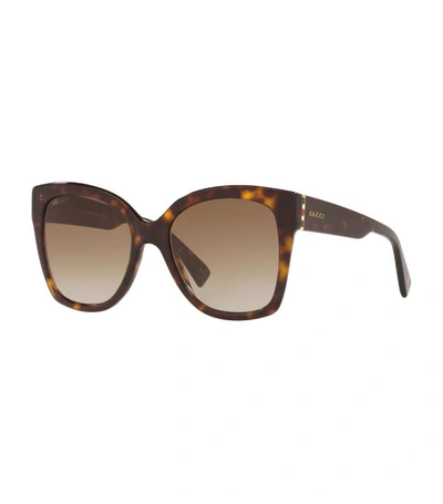 Shop Gucci Rectangular Tortoiseshell Sunglasses